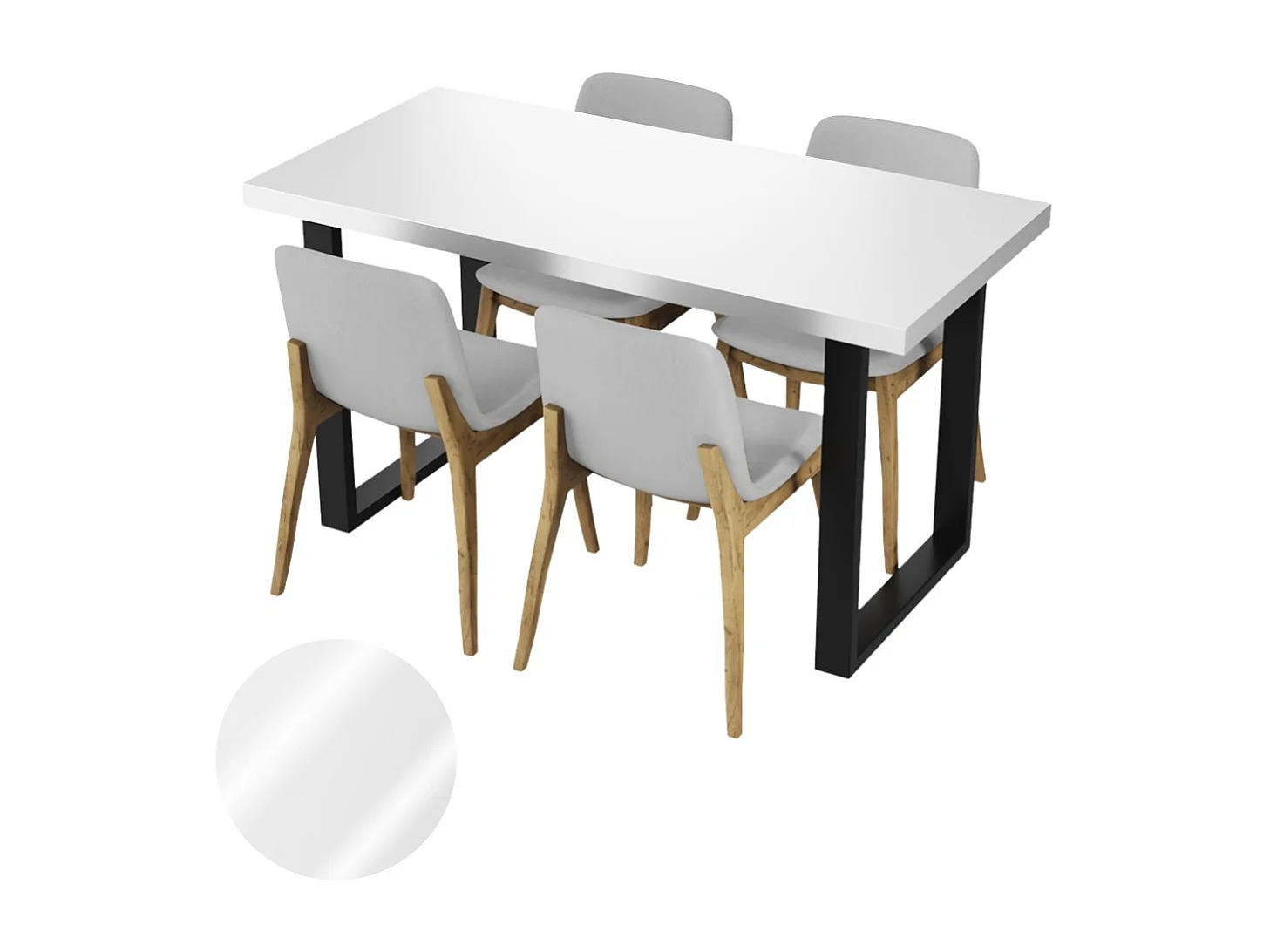 Tisch Küche Esszimmer Loft Farben Weiß Glanz Schwarze Beine