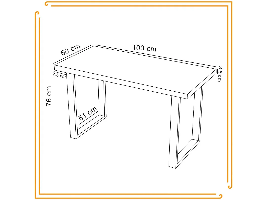 Mesa de cozinha para sala de jantar Loft, cores branco com pernas pretas.