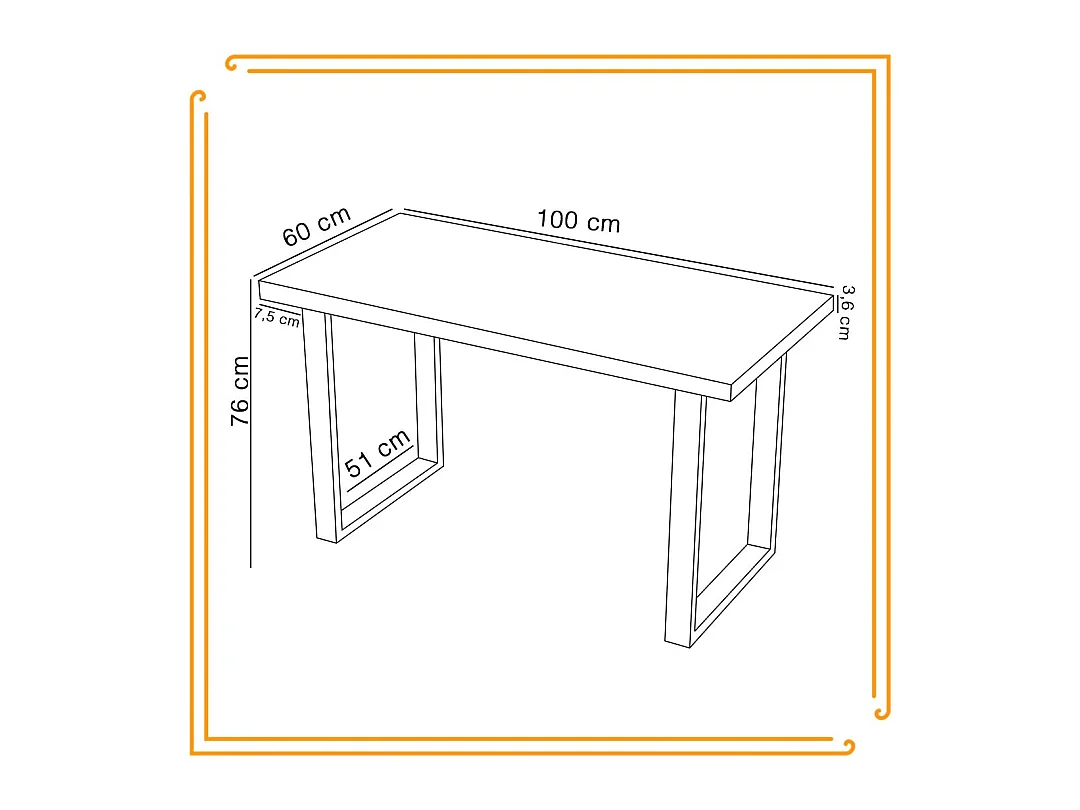 Tafel Keuken Eetkamer Loft Donker Hout Zwarte Poten