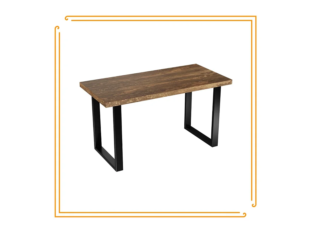 Tafel voor keuken en eetkamer Loft in betonroestkleur met zwarte poten.