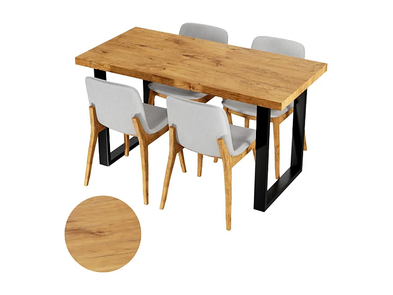 Tisch Küche Esszimmer Loft Farben Eiche Lancelot Schwarze Beine