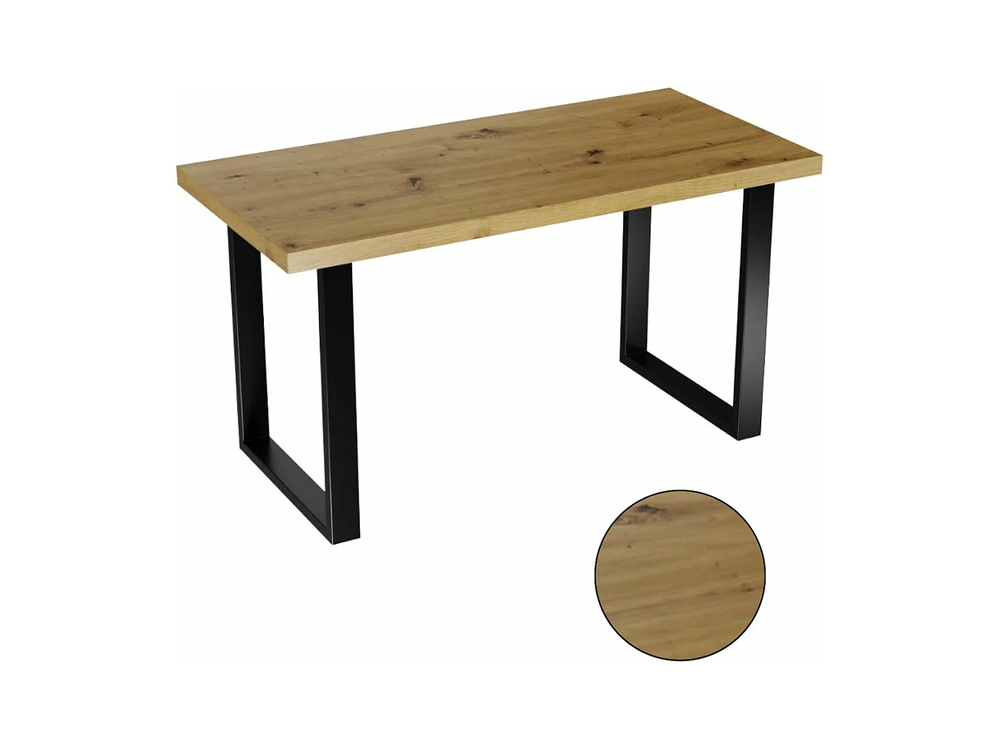 Table de cuisine pour salle à manger Loft en chêne Artisna avec pieds noirs