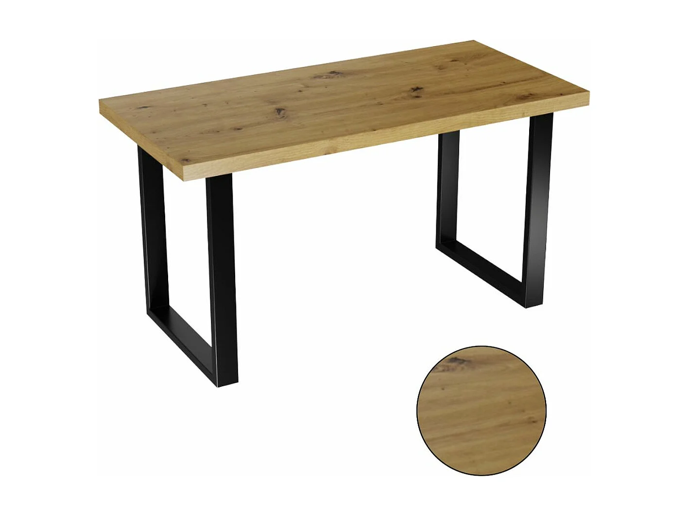 Table de cuisine pour salle à manger Loft en chêne Artisna avec pieds noirs