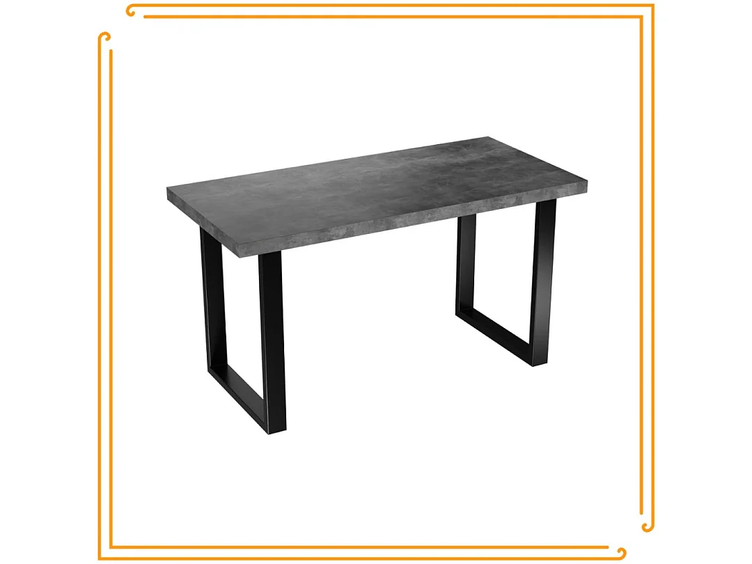 Table de cuisine pour salle à manger Loft, disponible en couleur béton foncé avec des pieds noirs.