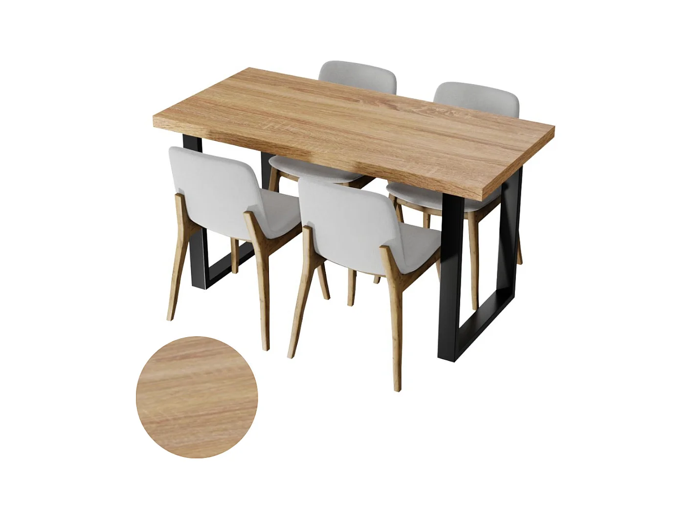 Tafel Keuken Eetkamer Loft Kleuren Eiken Sonoma Zwarte Poten