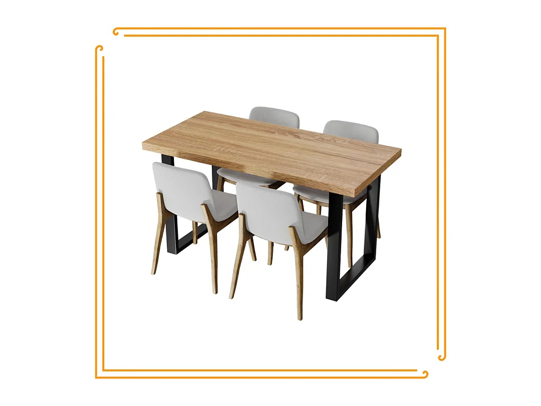 Tafel Keuken Eetkamer Loft Kleuren Eiken Sonoma Zwarte Poten