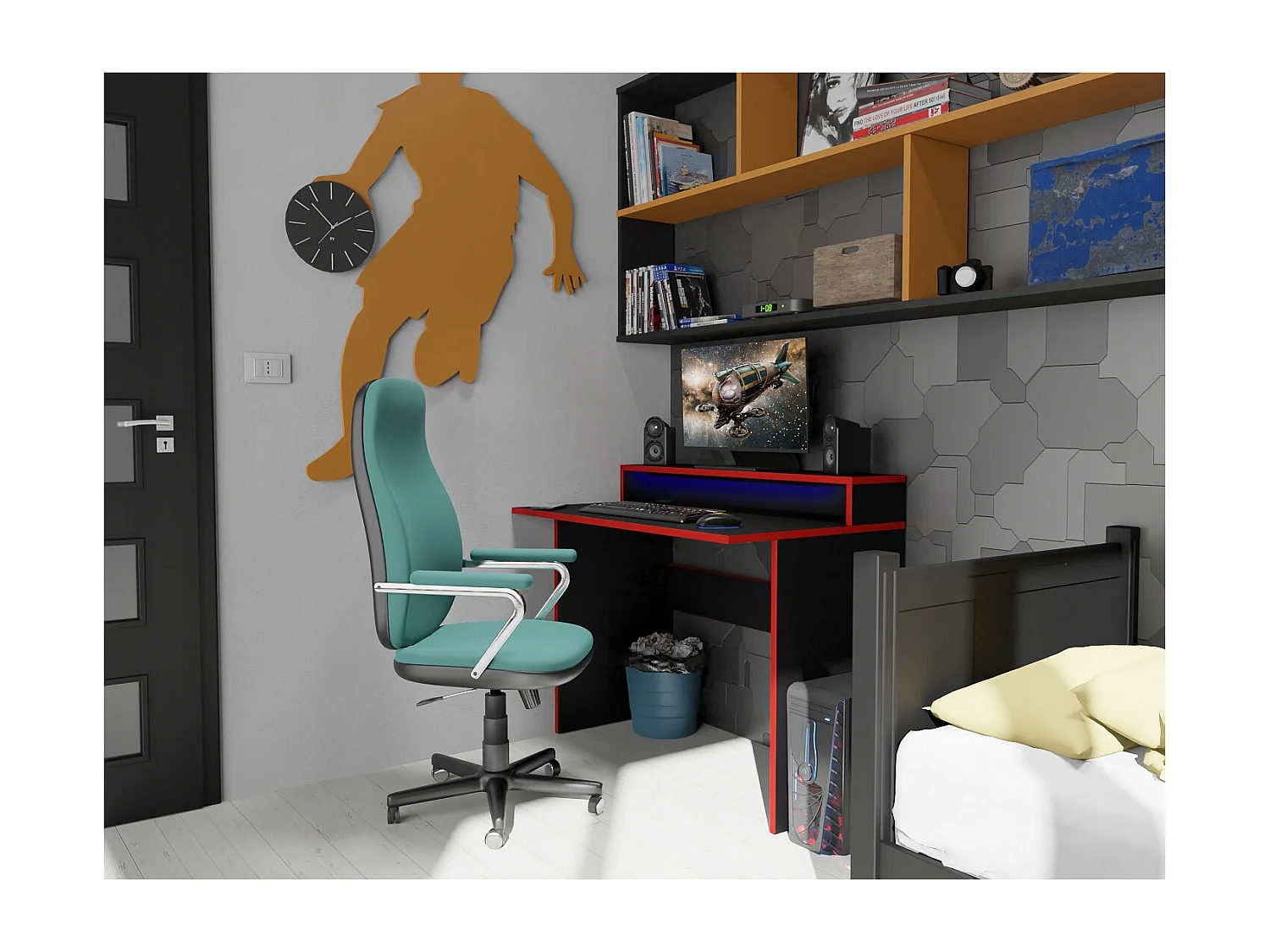 Biurtafel Gaming Computer Voor Gamer Zwart LED