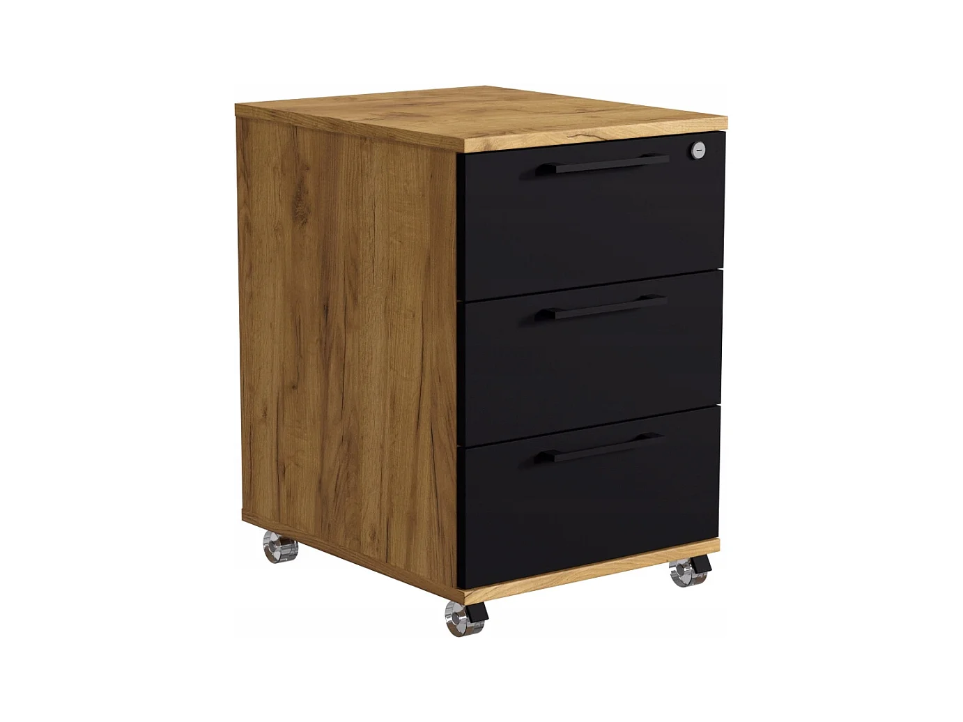 Conteneur Armoire Mobile avec Tiroirs sur Roulettes Bureau Chêne Doré Craft Noir