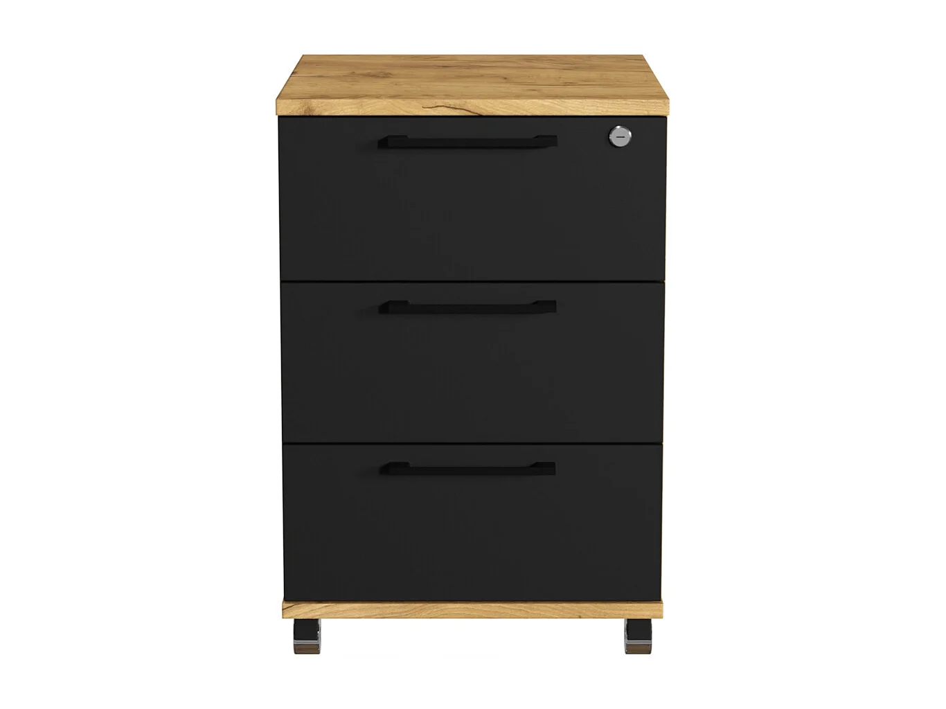 Conteneur Armoire Mobile avec Tiroirs sur Roulettes Bureau Chêne Doré Craft Noir