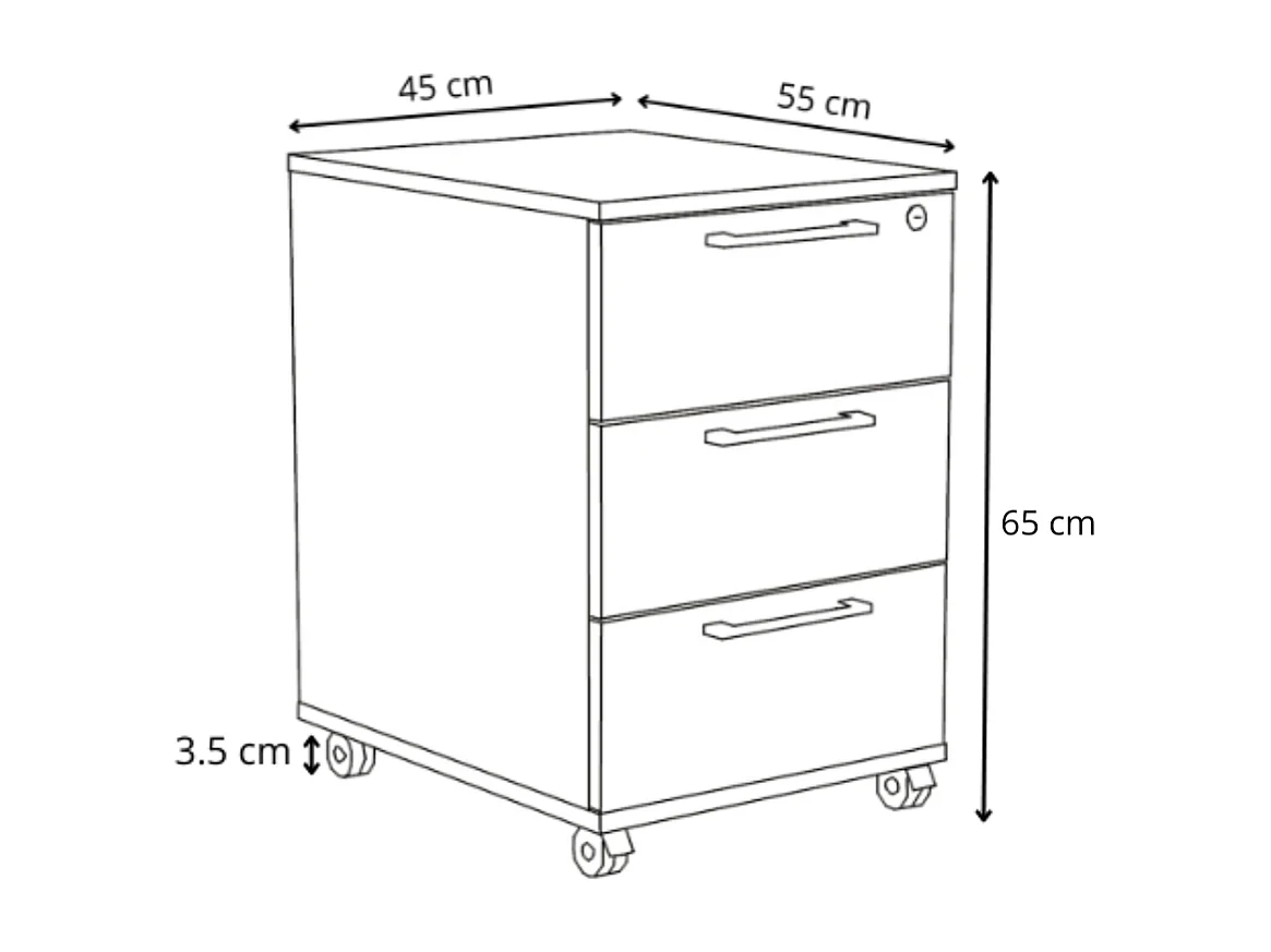 Conteneur Armoire Mobile avec Tiroirs sur Roulettes Bureau Chêne Doré Craft Noir