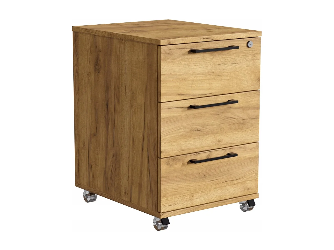 Kast op wielen met laden voor kantoor in eikenhout met gouden accenten Craft