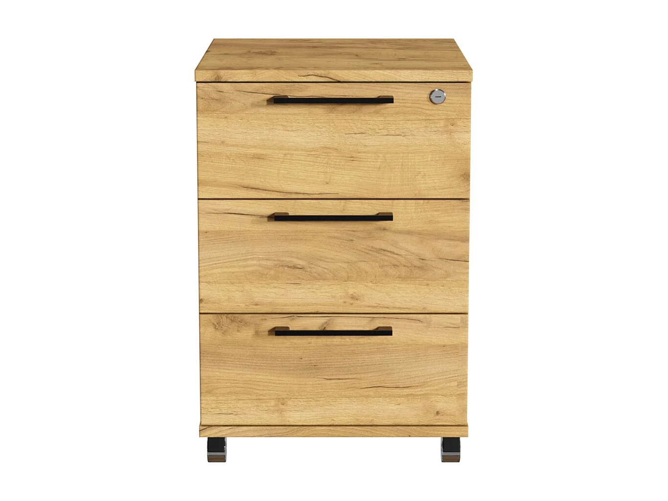 Kast op wielen met laden voor kantoor in eikenhout met gouden accenten Craft