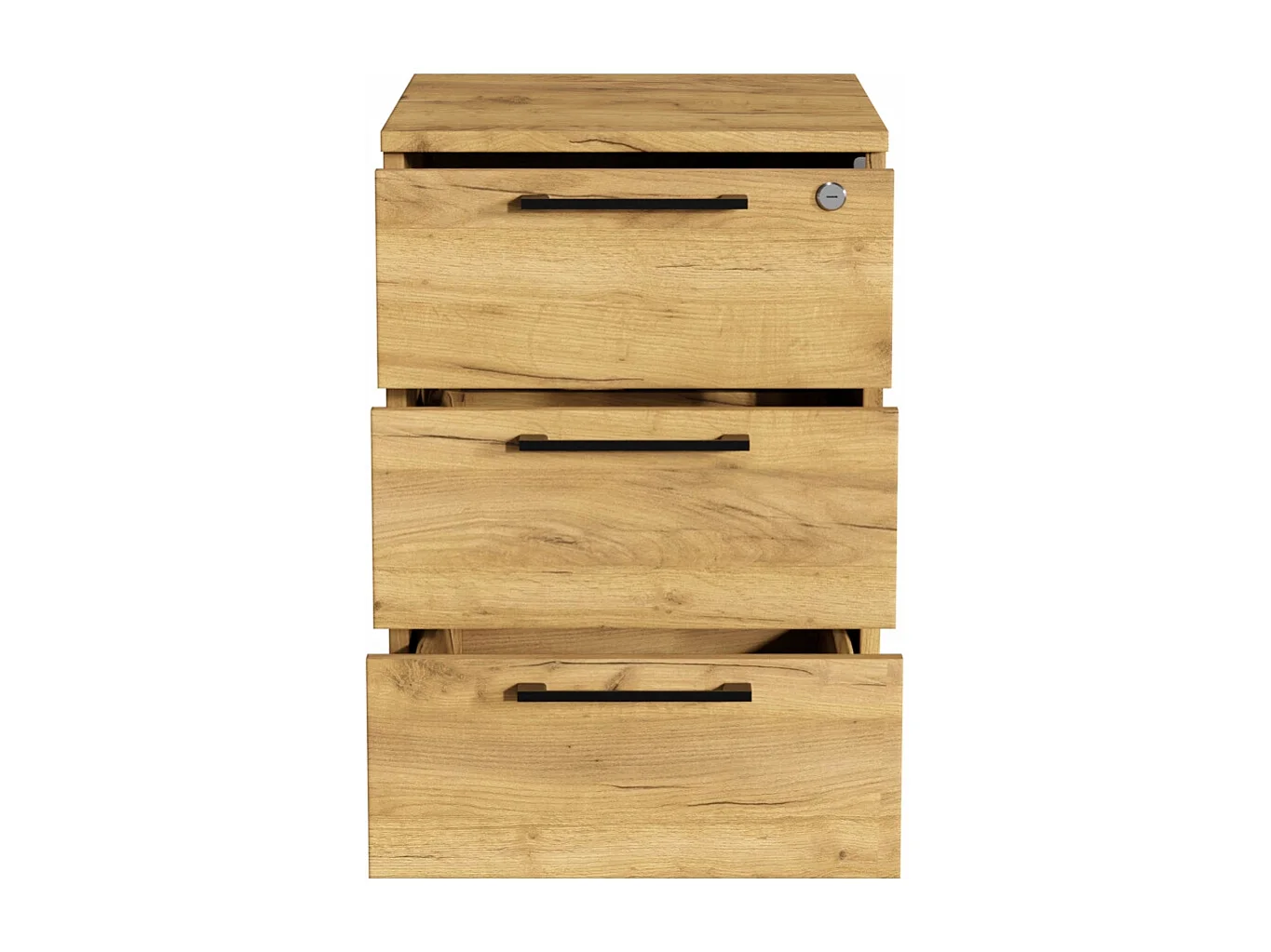 Kast op wielen met laden voor kantoor in eikenhout met gouden accenten Craft