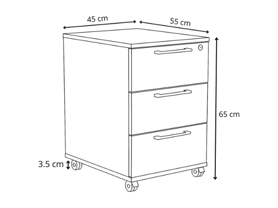 Conteneur de bureau mobile avec tiroirs sur roulettes Lancelot