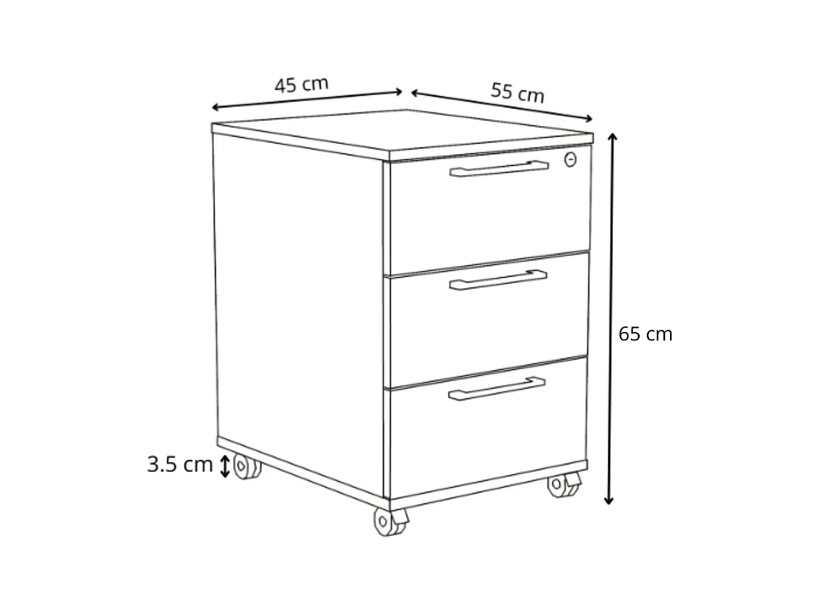 Conteneur de rangement mobile avec tiroirs sur roulettes pour bureau, noir