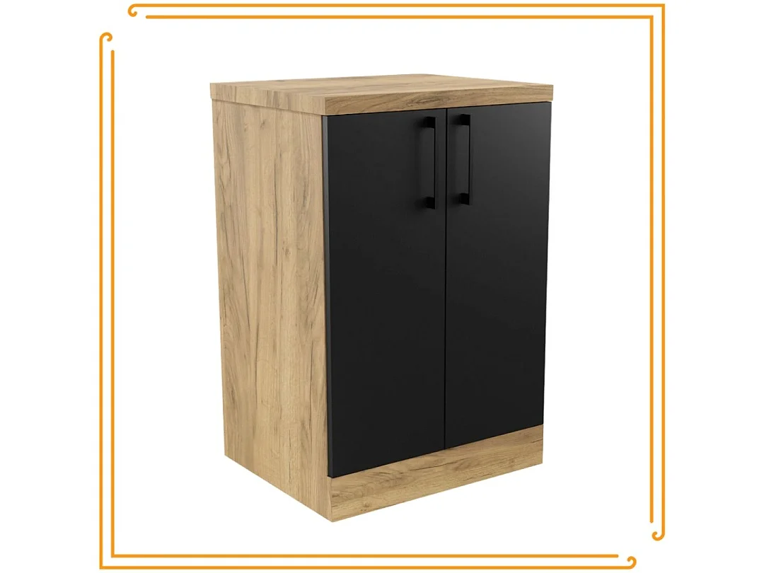 Schrank Badezimmer Stehend 50cm Kommode Regal Unterbauwaschbecken Eiche