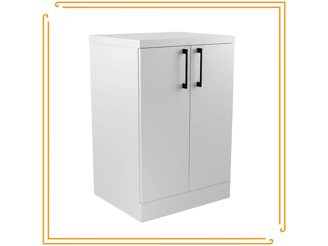 Armoire de salle de bain debout 50cm Commode Étagère Sous Lavabo Blanc