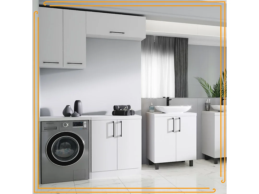 Armoire de salle de bain debout 50cm Commode Étagère Sous Lavabo Blanc