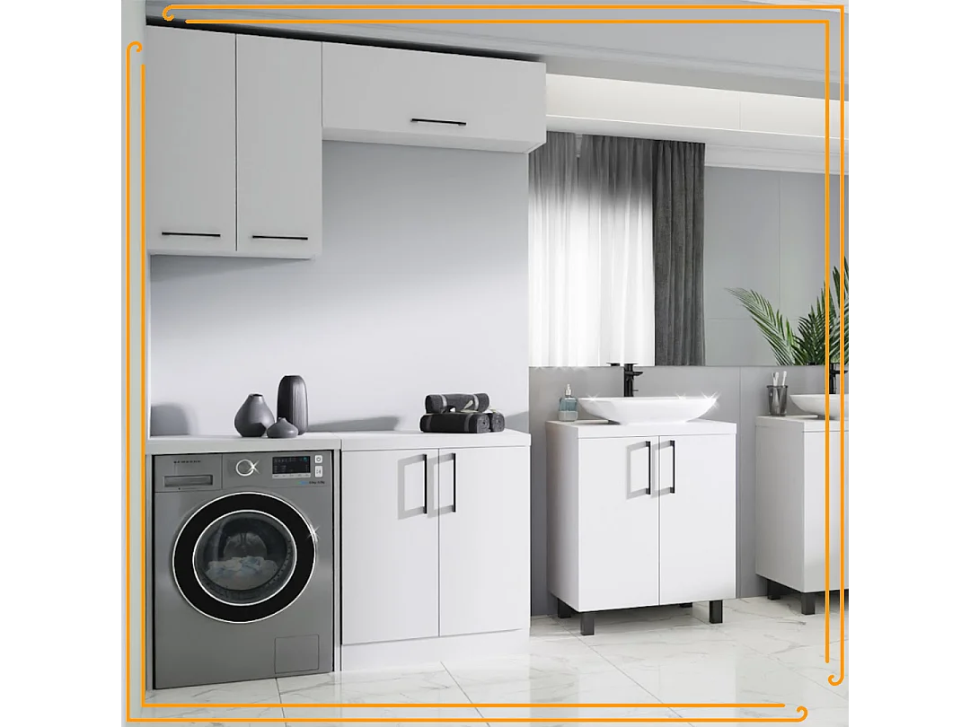 Armoire de salle de bain debout 50cm Commode Étagère Sous Lavabo Blanc