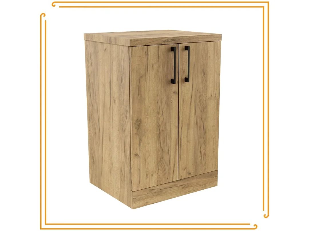 Meuble de salle de bain sur pied 50cm, commode avec étagère pour lavabo encastré, blanc