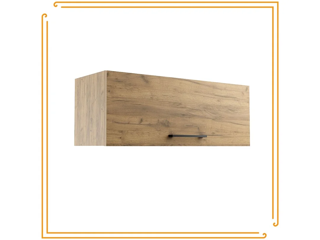 Armoire de salle de bain suspendue horizontale de 80 cm avec étagère Pawlacz en chêne artisanal noir.