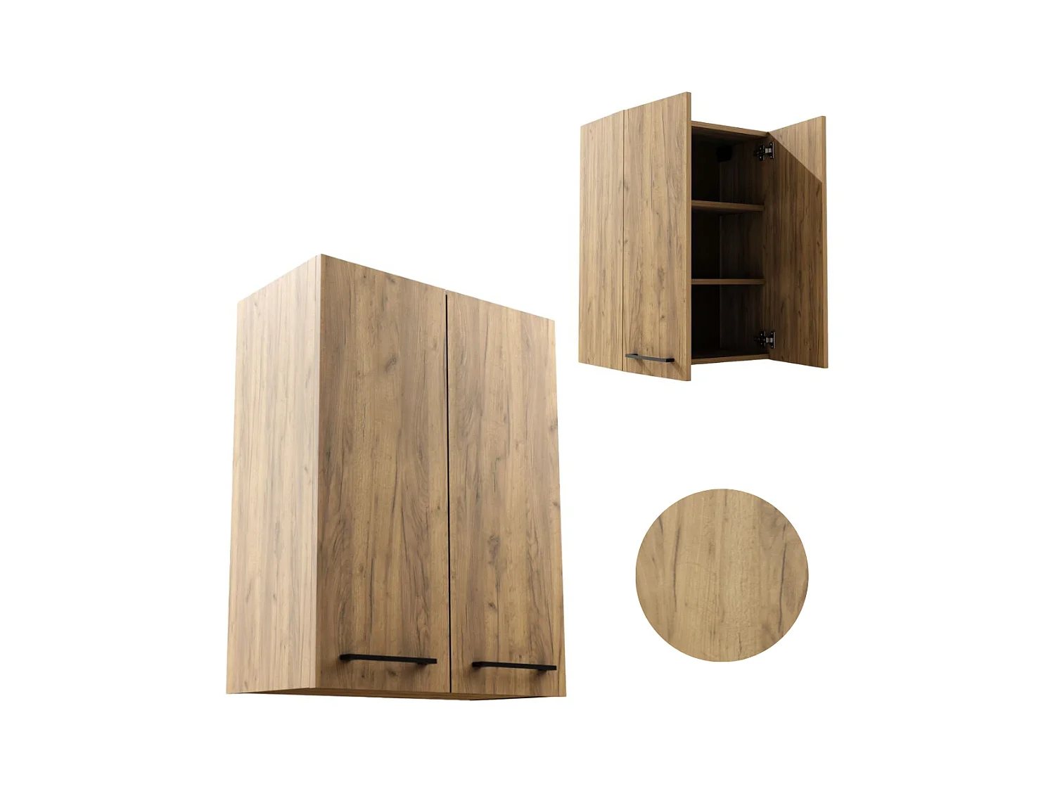 Armoire de salle de bain suspendue 60 cm au-dessus du lavabo étagères chêne noir Craft