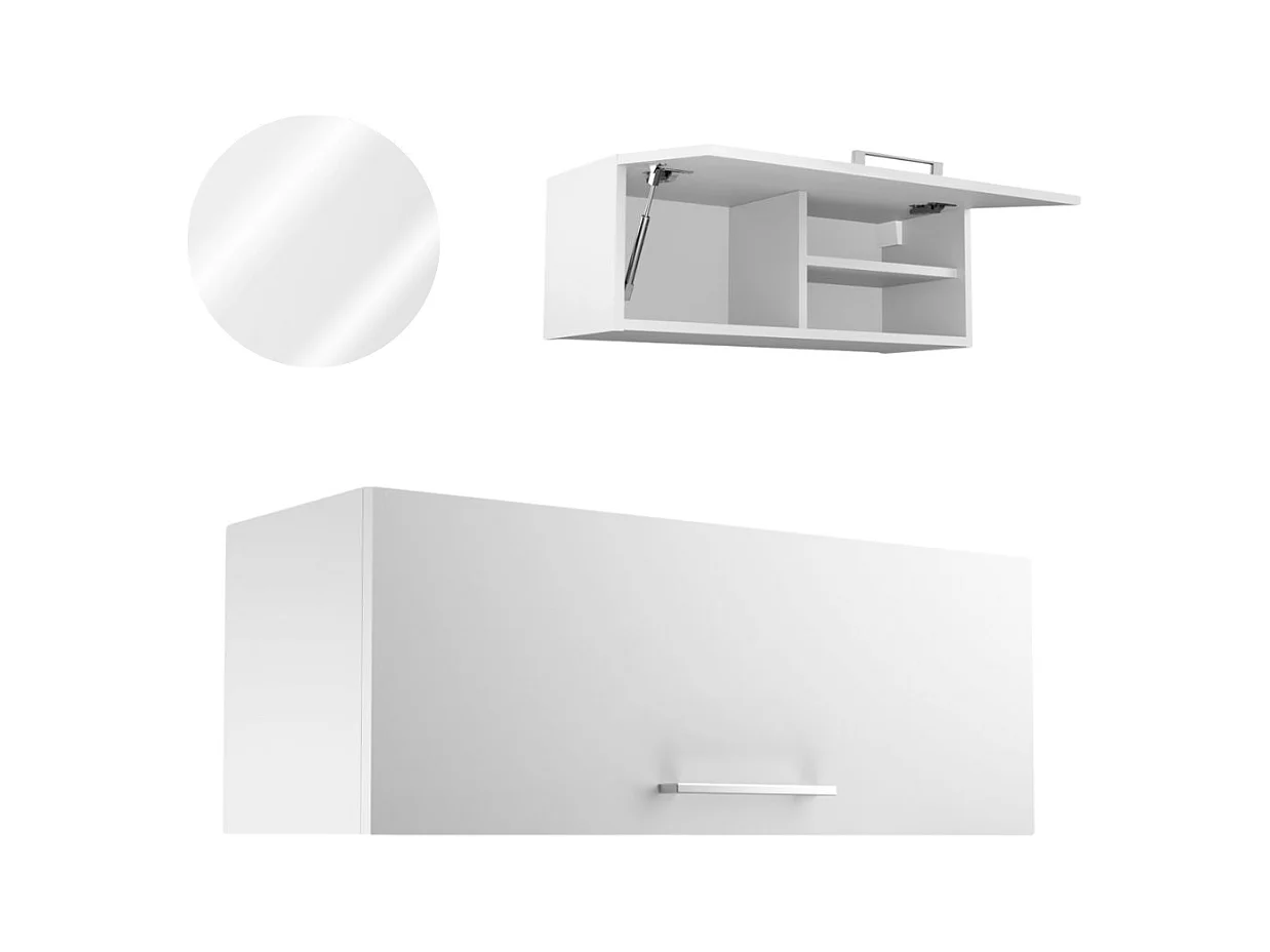 Armoire de salle de bain suspendue horizontale Pawlacz de 80 cm avec étagère blanche chromée