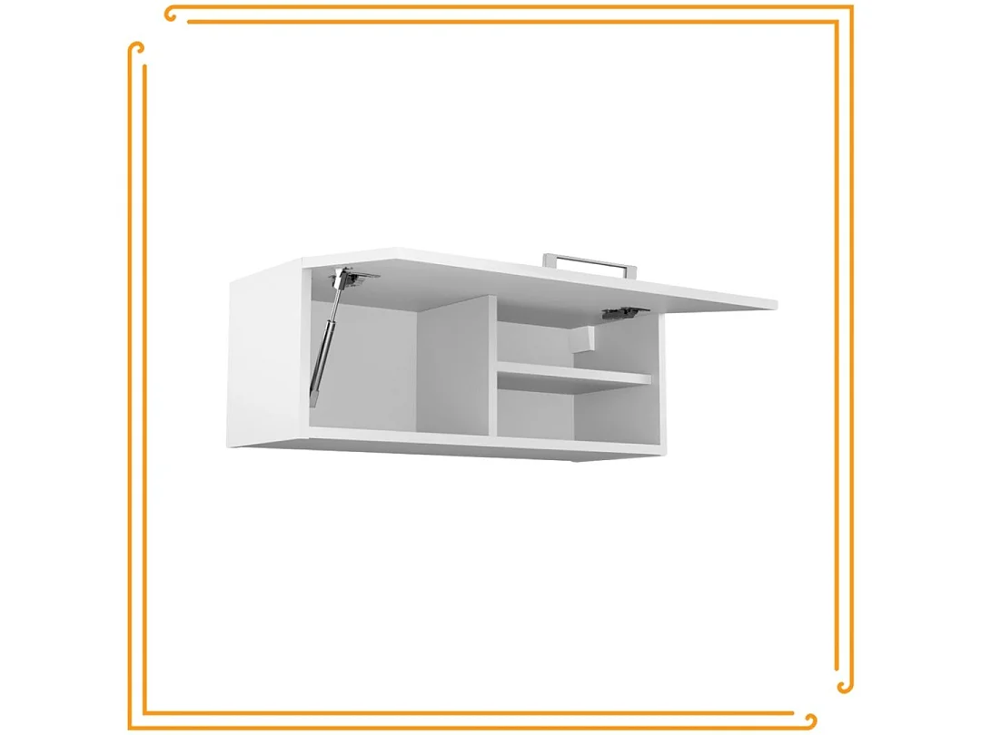 Armoire de salle de bain suspendue horizontale Pawlacz de 80 cm avec étagère blanche chromée