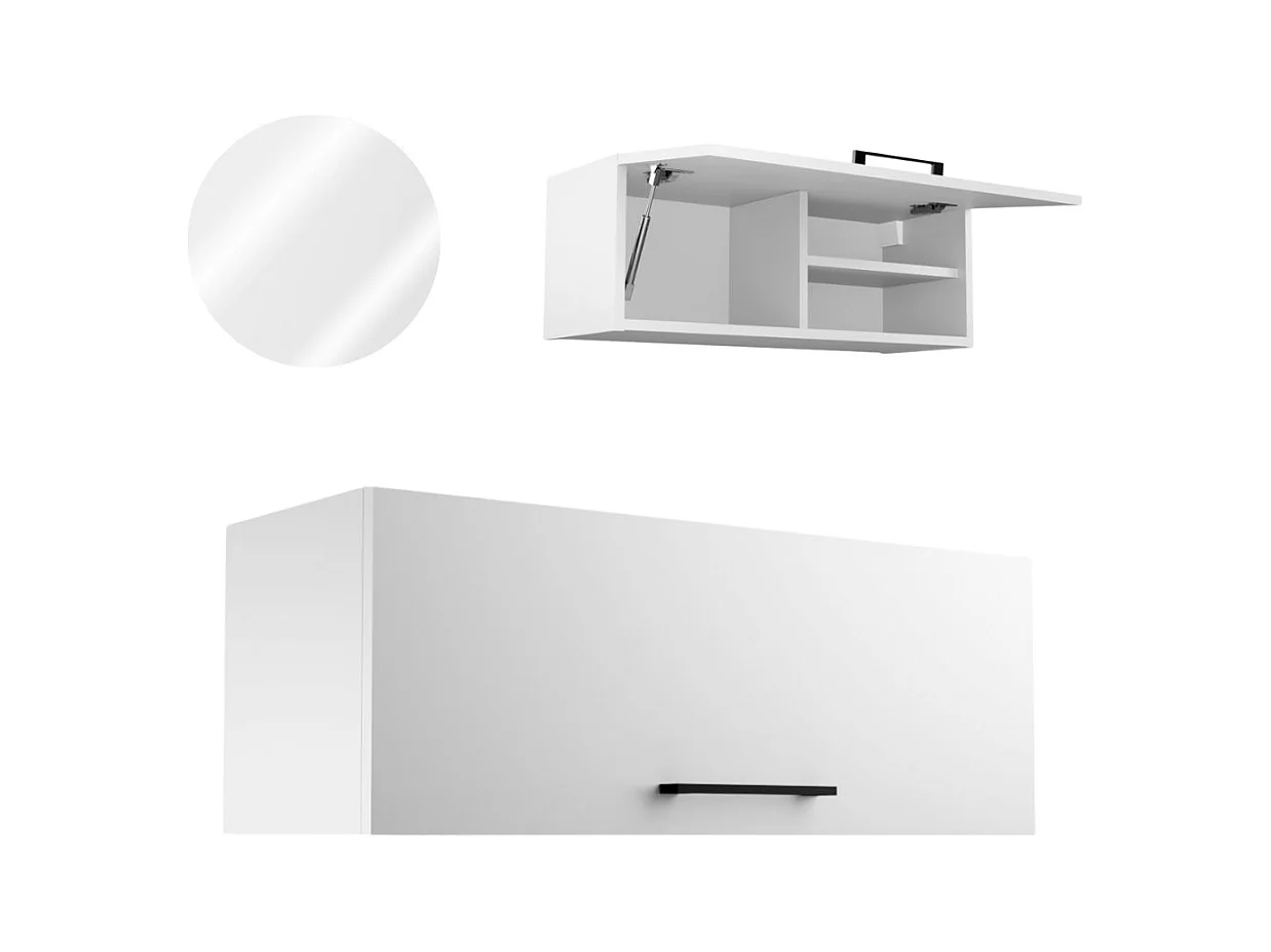 Armoire de salle de bain suspendue horizontale de 80 cm Pawlacz avec étagère blanche et noire.