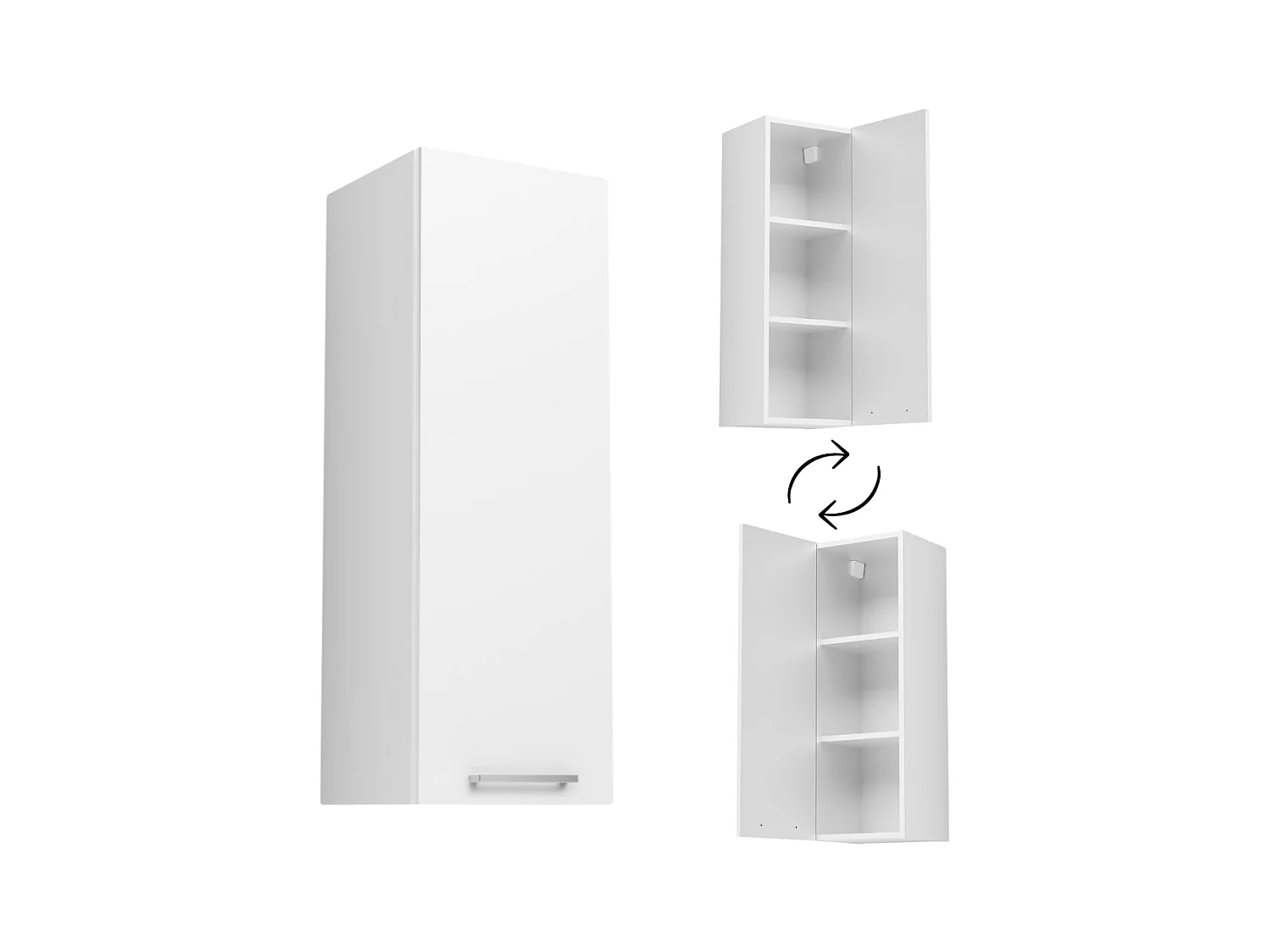 Armoire murale de salle de bain 30cm Étagère étroite à colonne blanche fermée