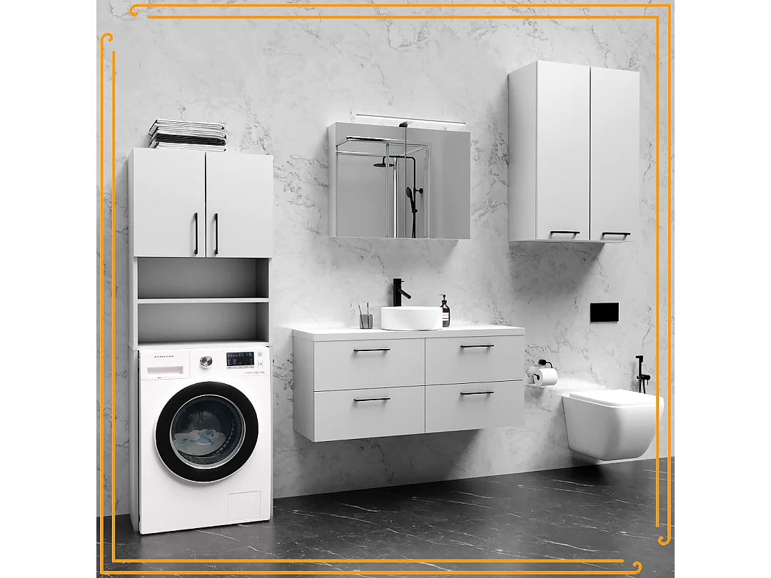 Hängendes Badezimmerschrankregal 60 cm über Waschbecken Waschmaschine Regale Weiß Schwarz