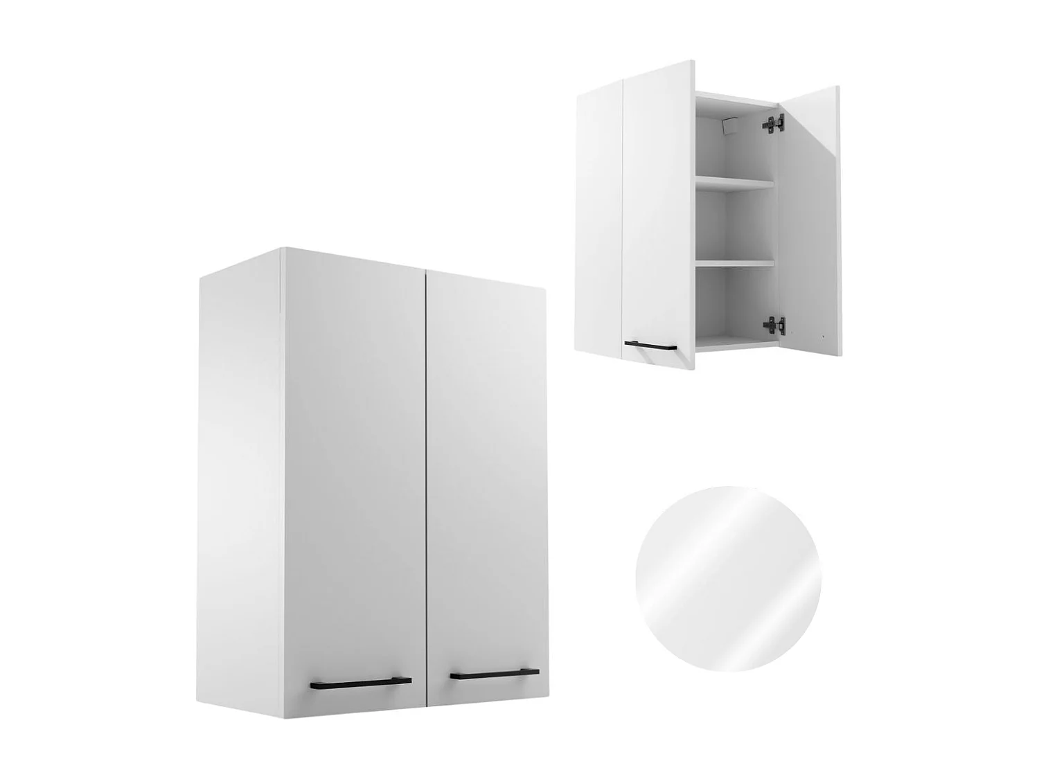 Armoire de salle de bain suspendue 60 cm au-dessus de l'évier de la machine à laver Étagères blanches noires