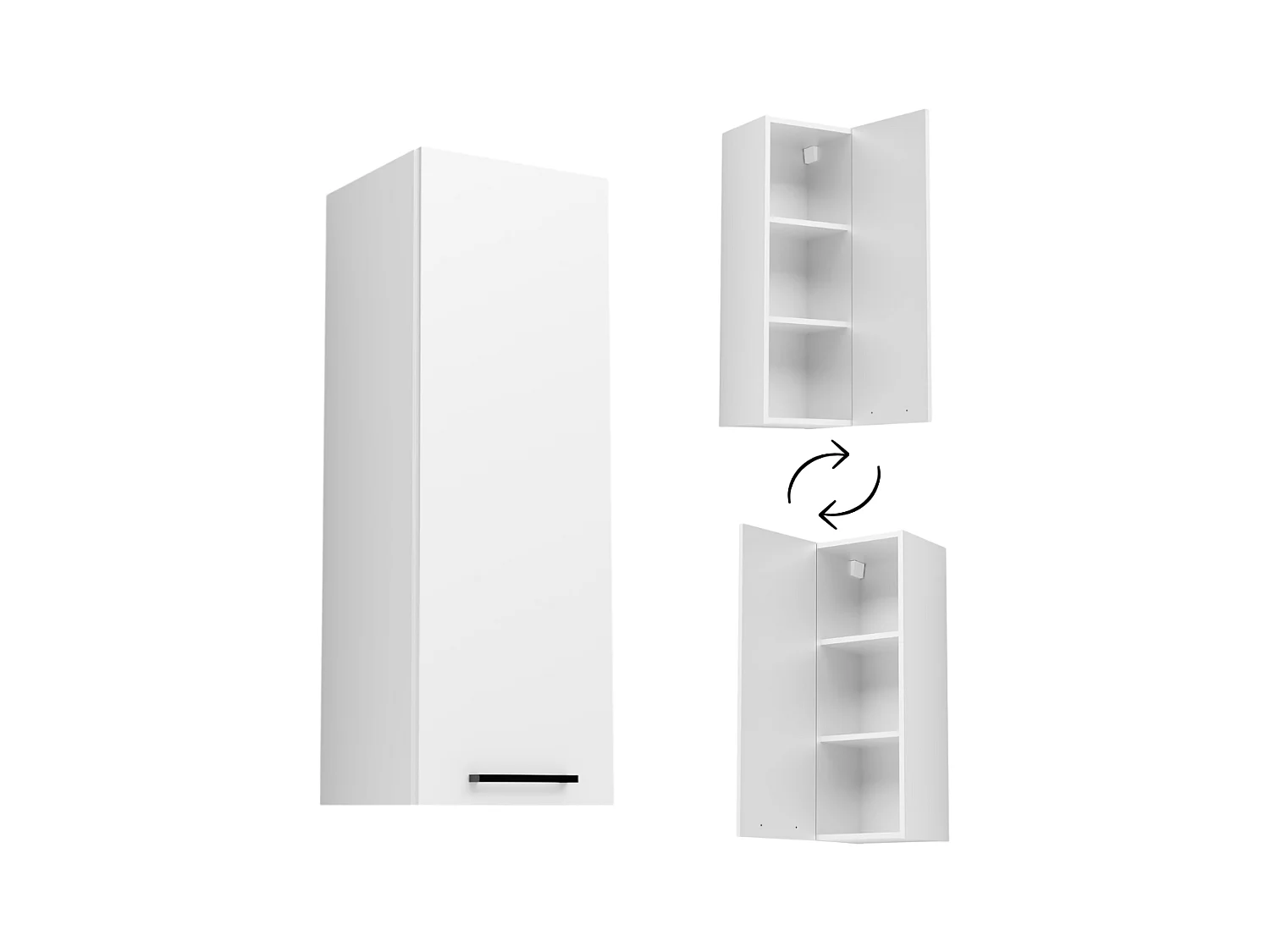 Armoire de salle de bain suspendue 30cm Colonne étroite étagère étagère fermée blanc