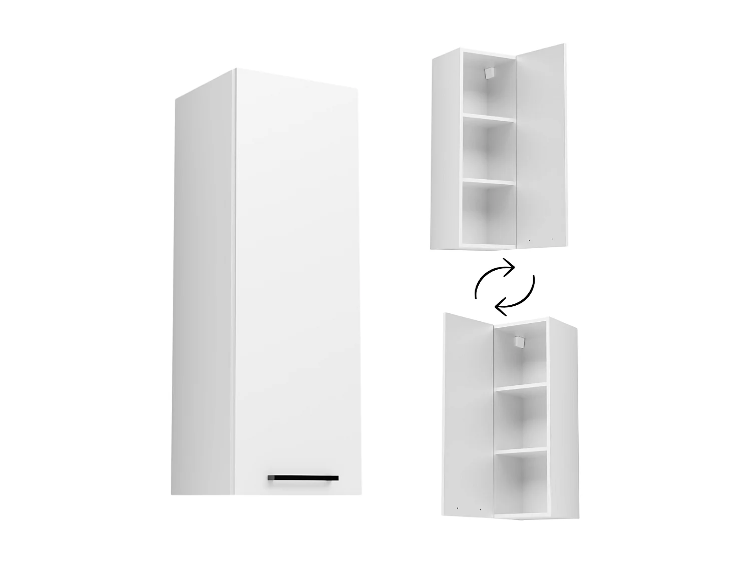 Armoire de salle de bain suspendue 30cm Colonne étroite étagère étagère fermée blanc