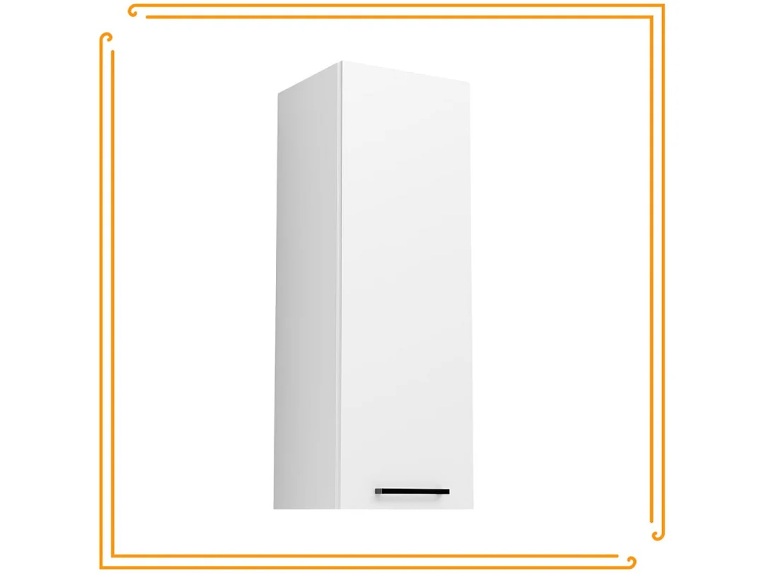 Armoire de salle de bain suspendue 30cm Colonne étroite étagère étagère fermée blanc