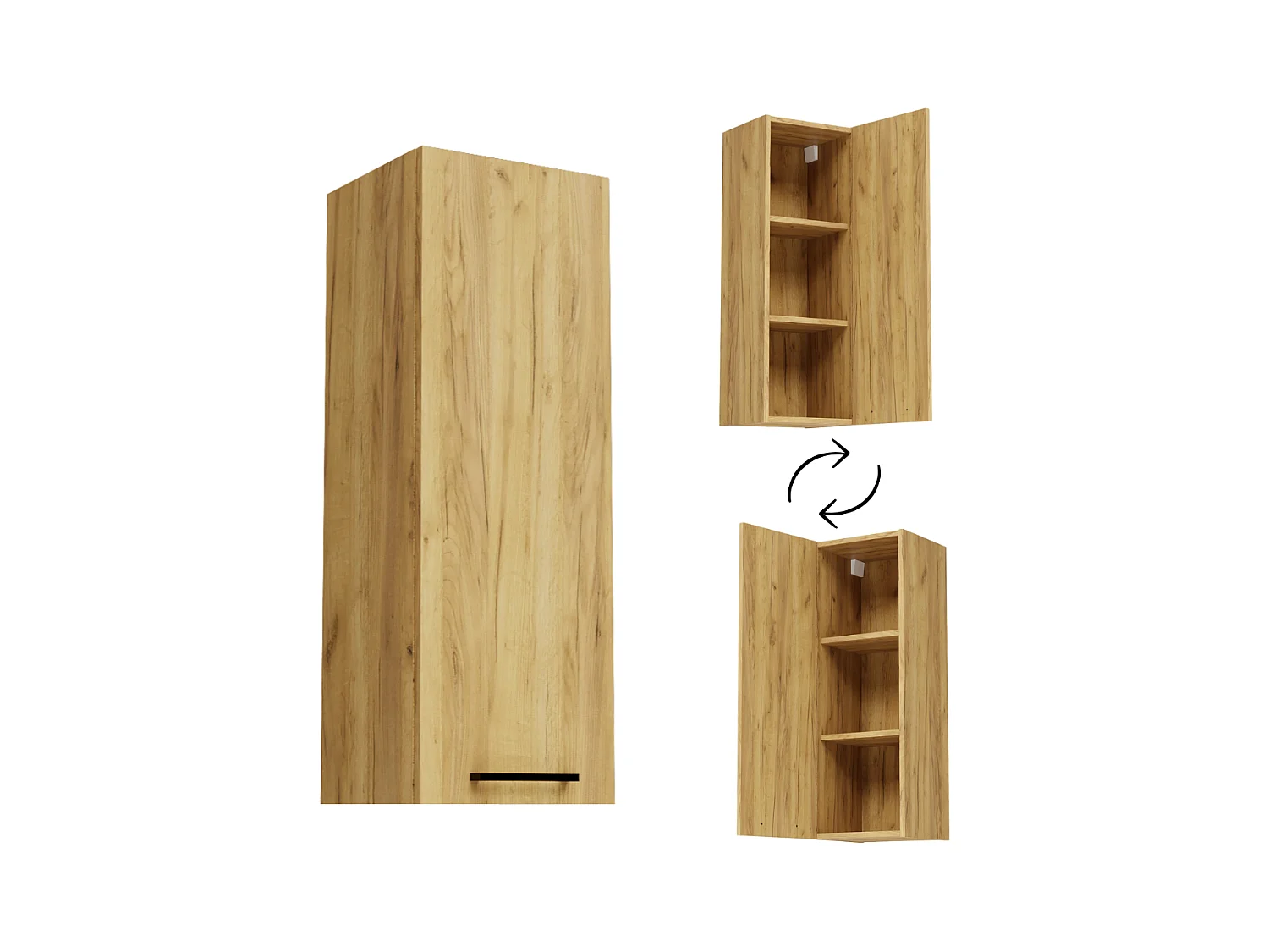 Armoire murale de salle de bain 30cm Étagère étroite en chêne Craft