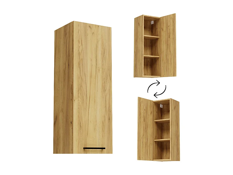 Armoire murale de salle de bain 30cm Étagère étroite en chêne Craft
