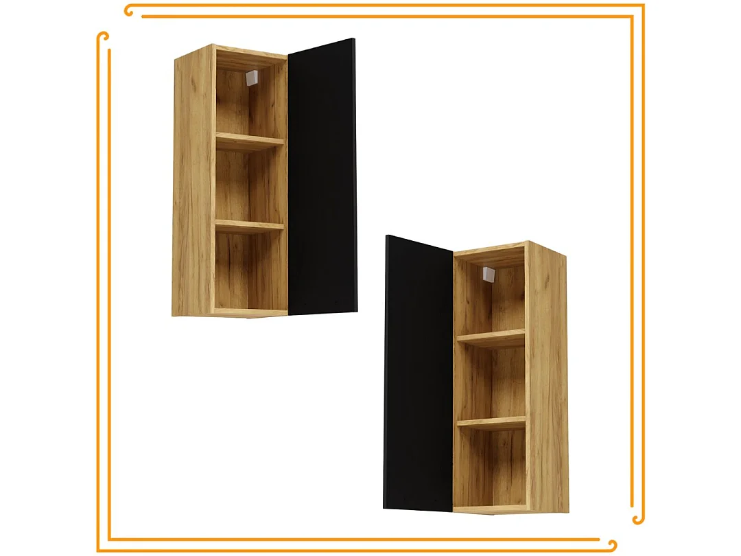 Armoire de salle de bain suspendue 30cm Étagère étroite en chêne noir Craft