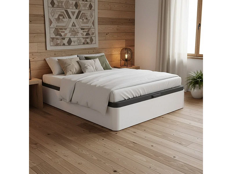 Canapé Atenas abatible tapizado 3D blanco 150x190 cm