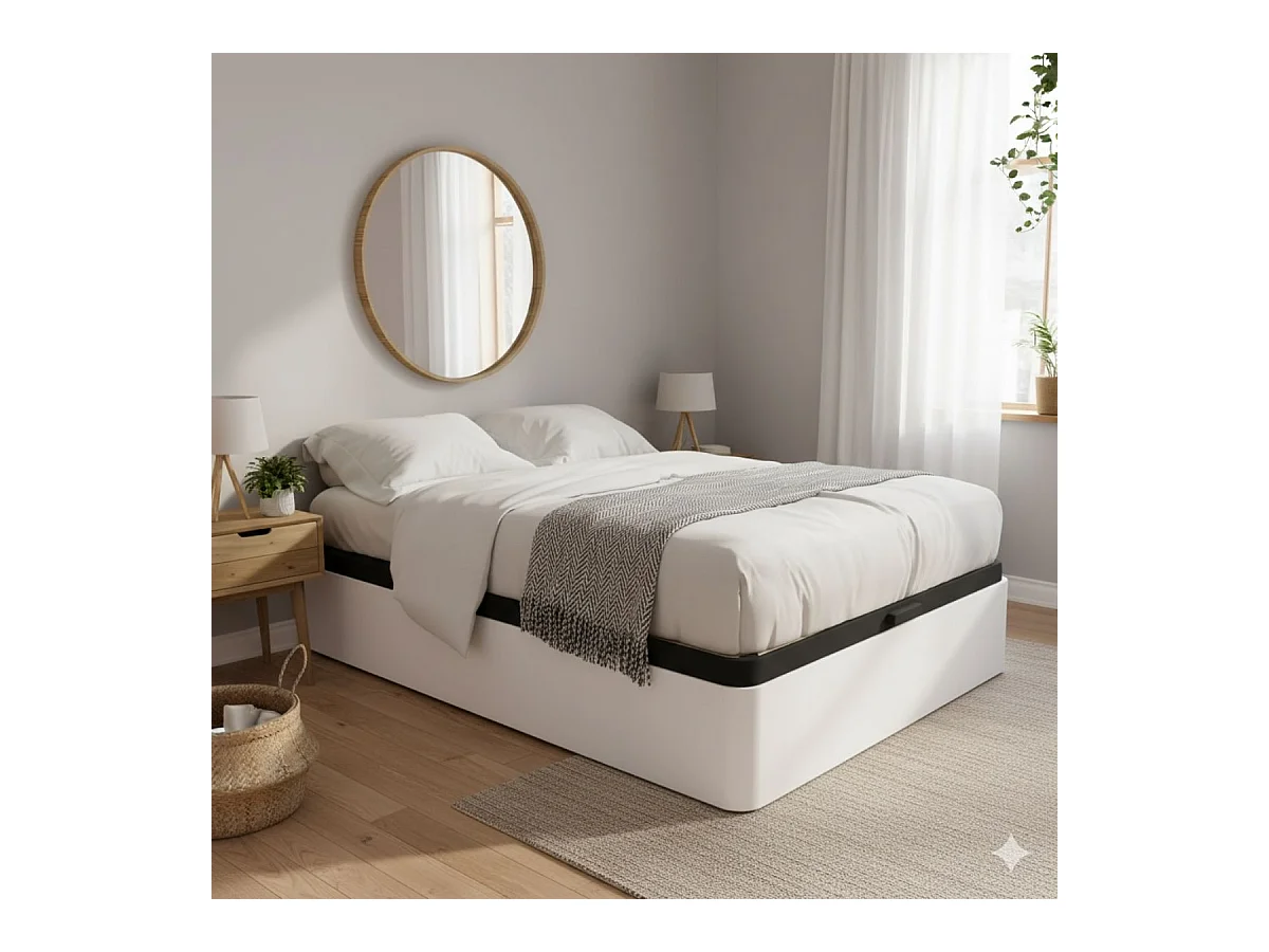 Canapé Atenas abatible tapizado 3D blanco 135x190 cm