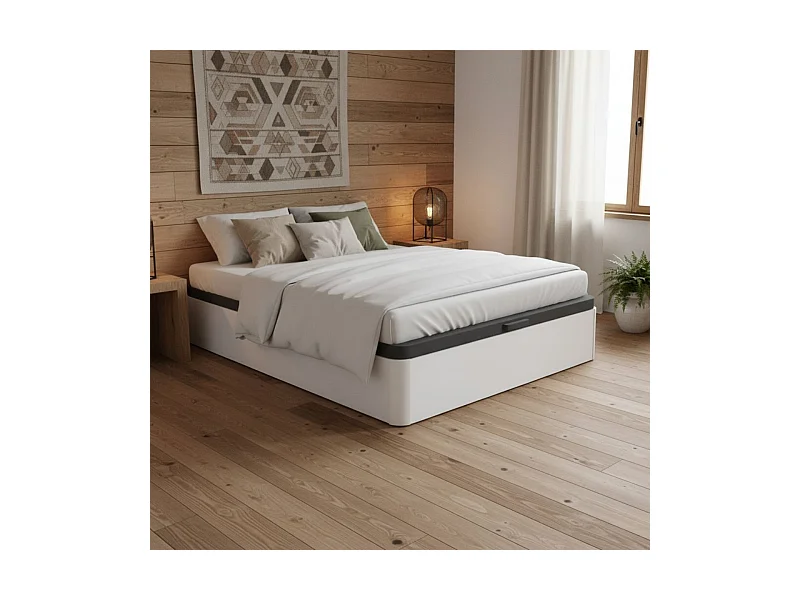 Canapé Atenas abatible tapizado 3D blanco 90x190 cm