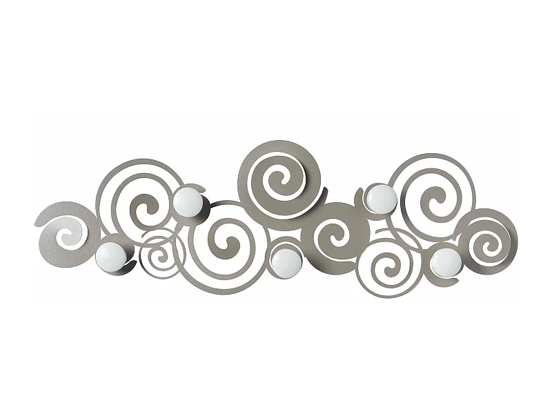 Orfeo Porte-Manteau Mural Moderne sable Fabriqué en Italie en Acier, 6 Crochets, pour Entrée, Chambre et Salle de Bain