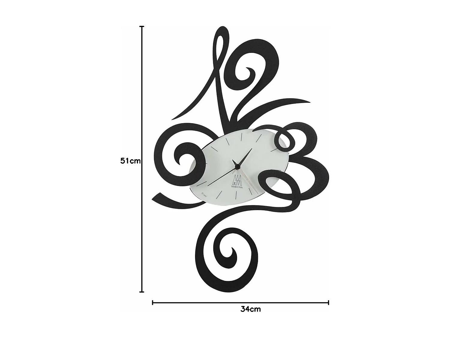 Orologio da parete Robin nero Ø45 cm in acciaio, design minimal e silenzioso per casa e ufficio, made in Italy