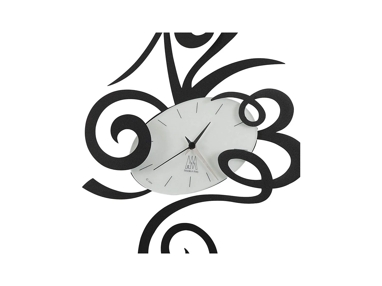 Robin wandklok Ø45 cm zwart staal, stil mechanisme, modern minimalistisch design, voor woonkamer of kantoor, Made in Italy