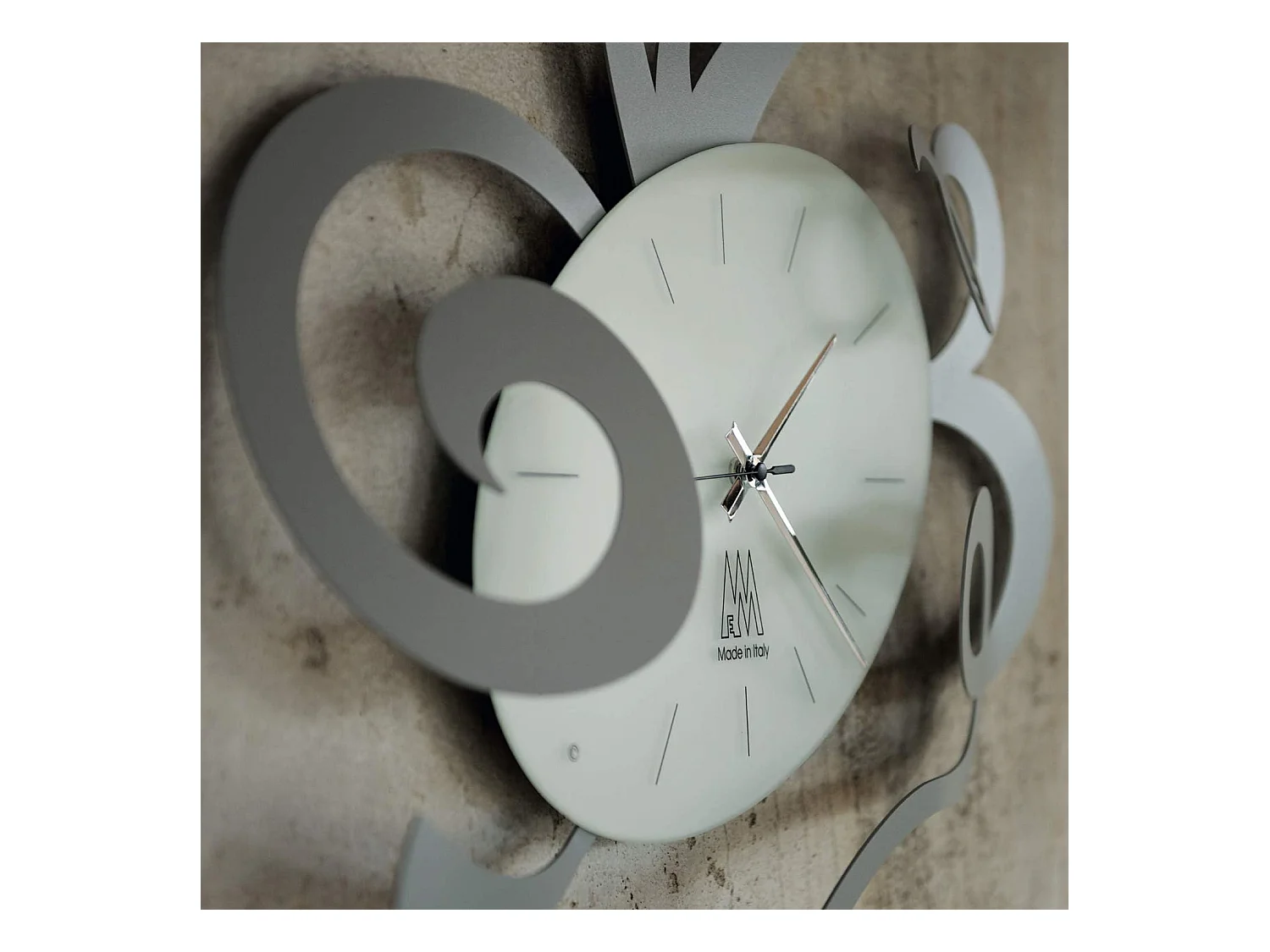 Robin wandklok Ø45 cm zwart staal, stil mechanisme, modern minimalistisch design, voor woonkamer of kantoor, Made in Italy