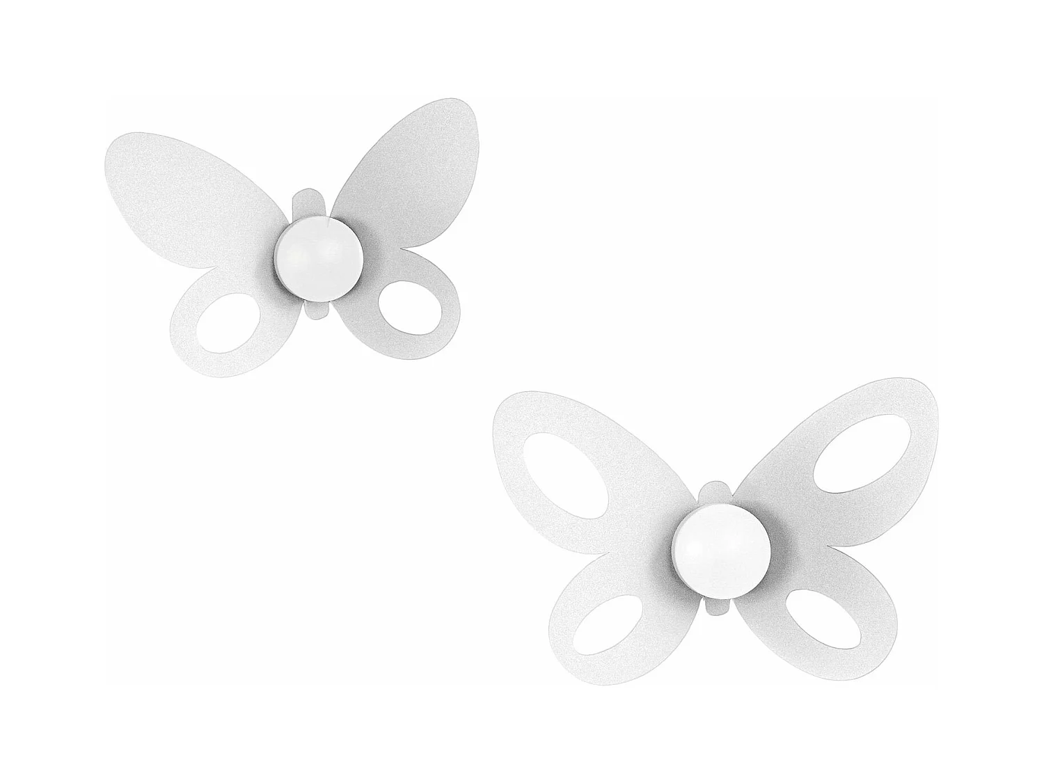 Lot de 2 Patères Murales Papillon Blanc Fabriqués en Italie en Acier, Décoratives pour Entrée, Salle de Bain et Chambre