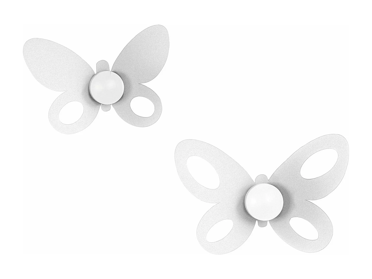 Butterfly - 2 Wandhaken Weiß, Stahl, Schmetterlingsdesign - Made in Italy