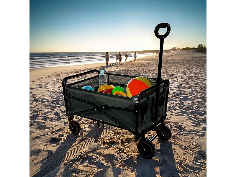 Chariot Pliable 72x46x92cm Max 65kg Noir en Tissu Polyester