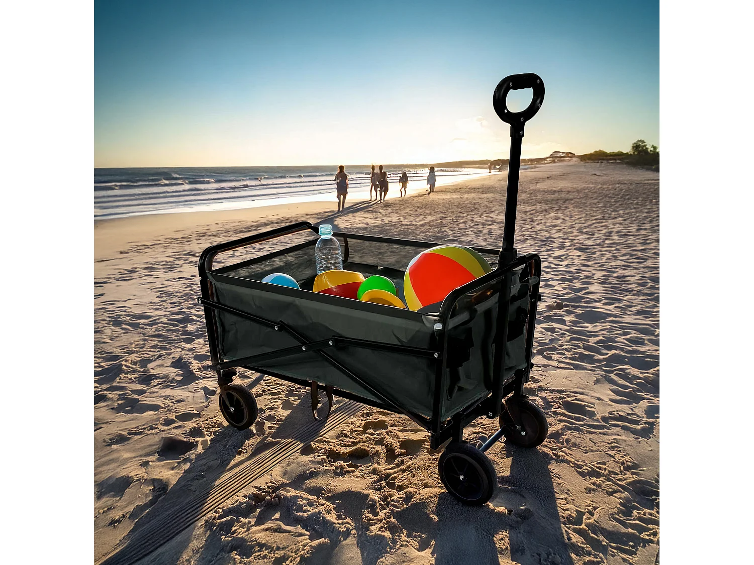 Chariot Pliable 72x46x92cm Max 65kg Noir en Tissu Polyester