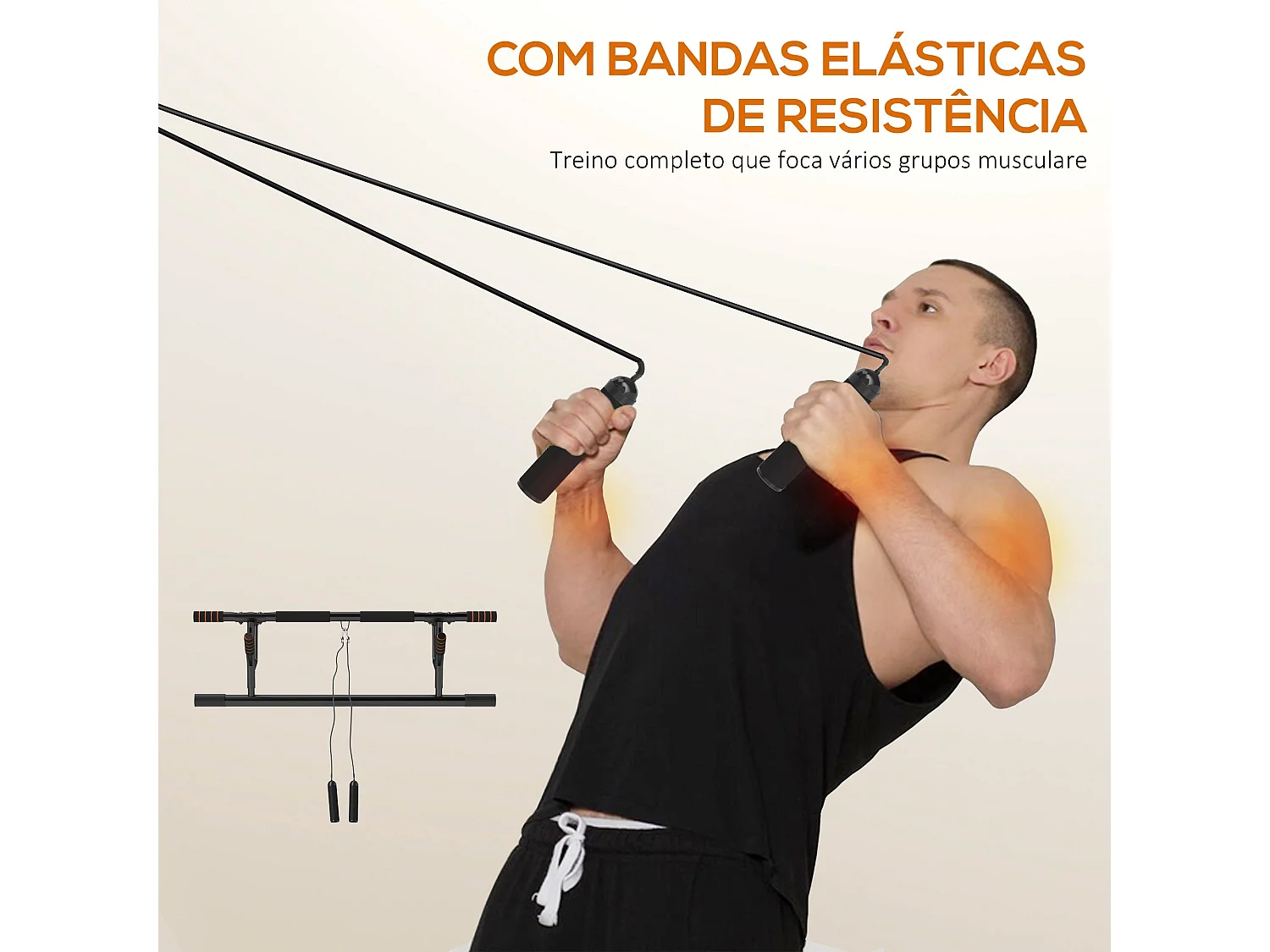 Barra de Elevação Multifuncional SPORTNOW com Bandas de Resistência para Treino em Casa